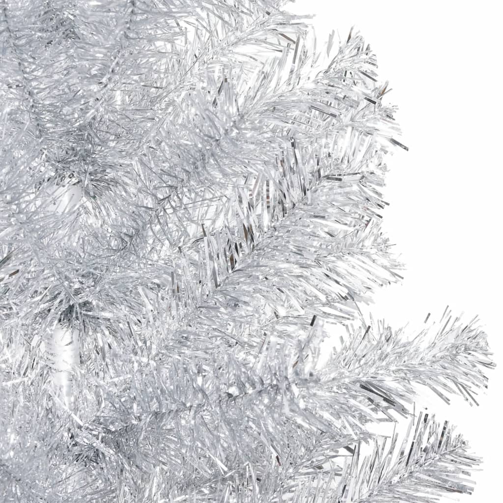 vidaXL ezüstszínű PET megvilágított műkarácsonyfa gömb szettel 120 cm