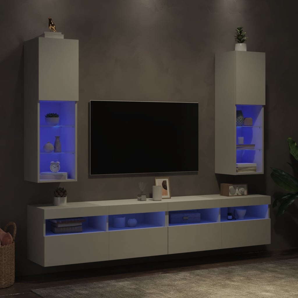 vidaXL 2 db fehér TV-szekrény LED-világítással 30,5 x 30 x 102 cm