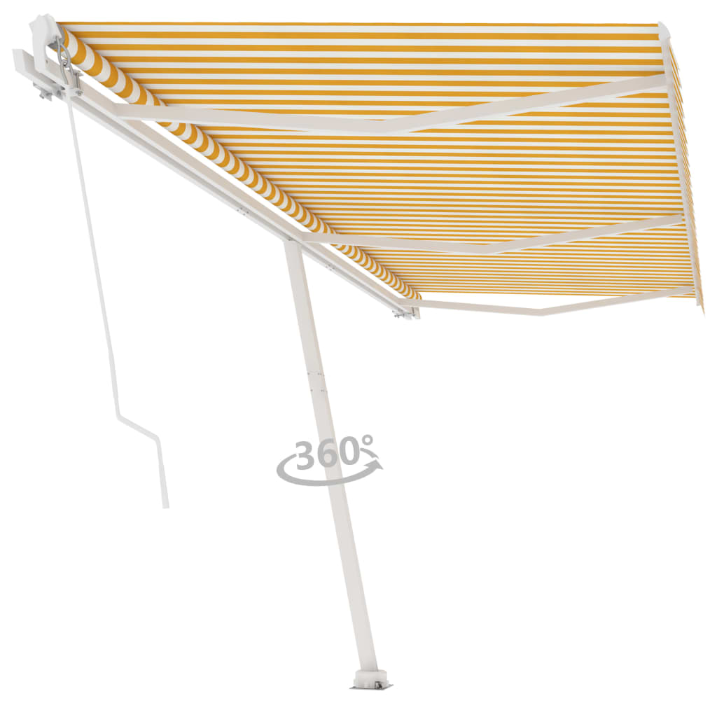 vidaXL sárga-fehér kézzel kihúzható póznás napellenző 600 x 300 cm