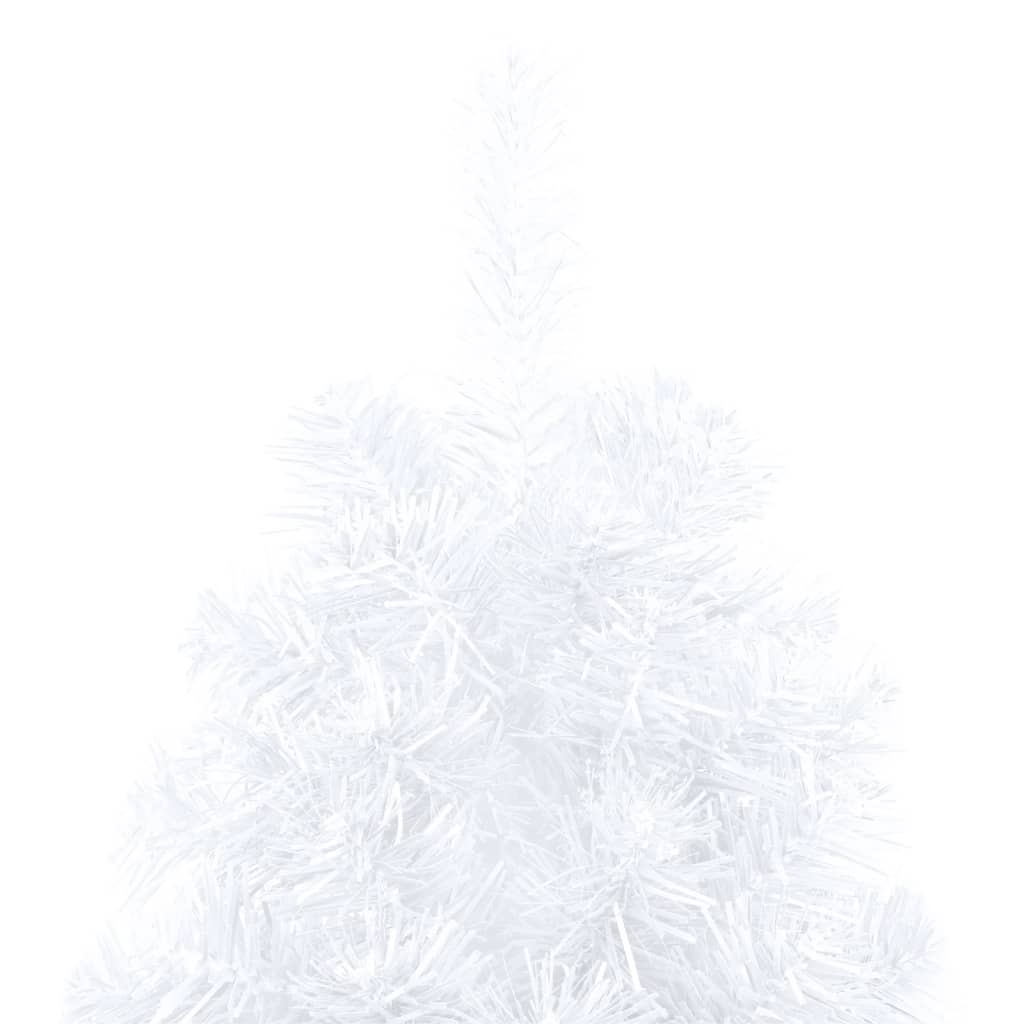 vidaXL fehér megvilágított fél műkarácsonyfa gömb szettel 210 cm