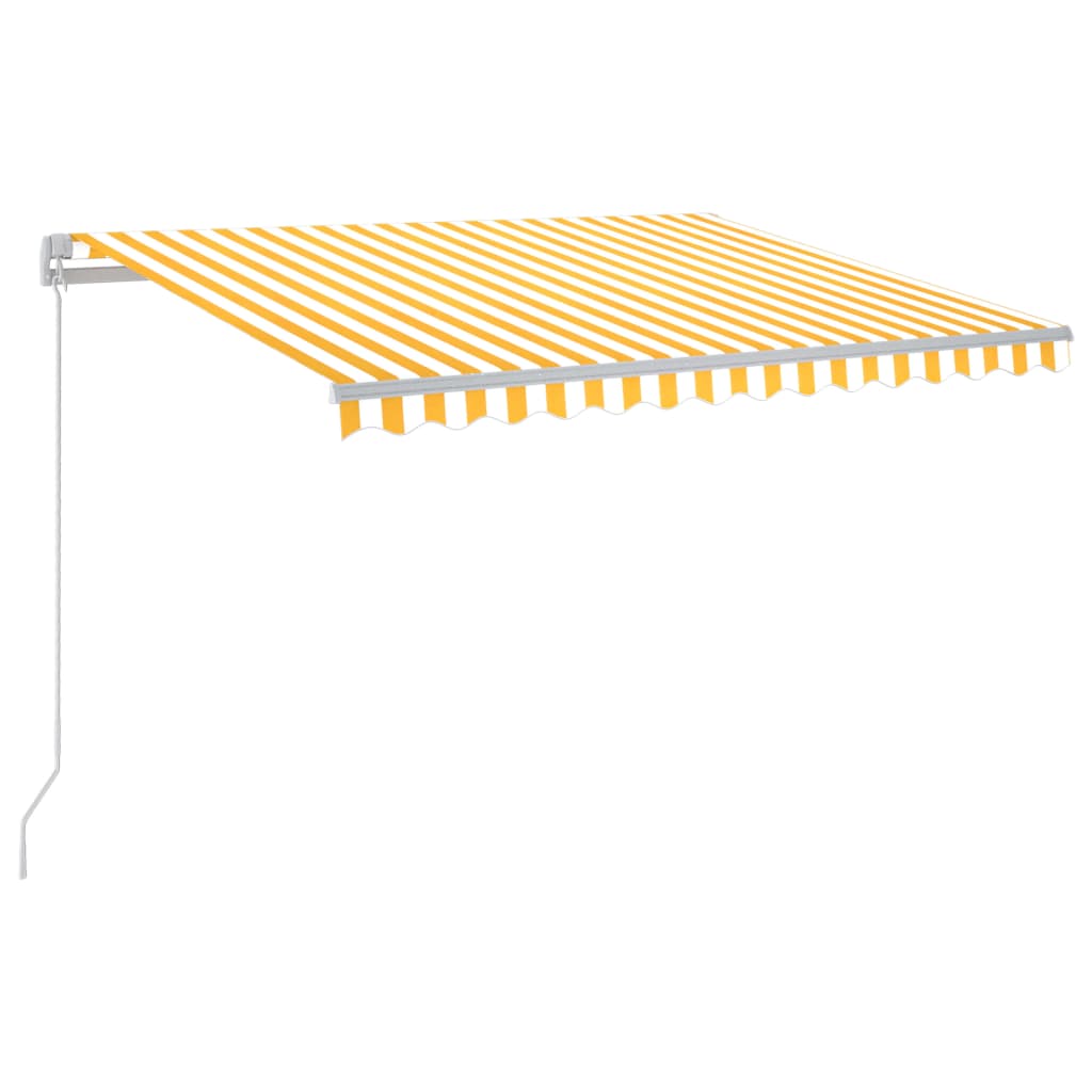 vidaXL sárga és fehér kézzel kihúzható LED-es napellenző 300 x 250 cm