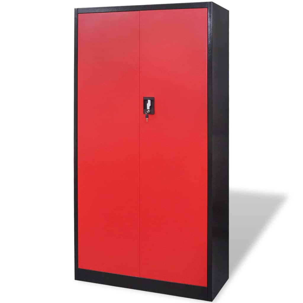 Fém szerszámos szekrény 180 cm fekete piros