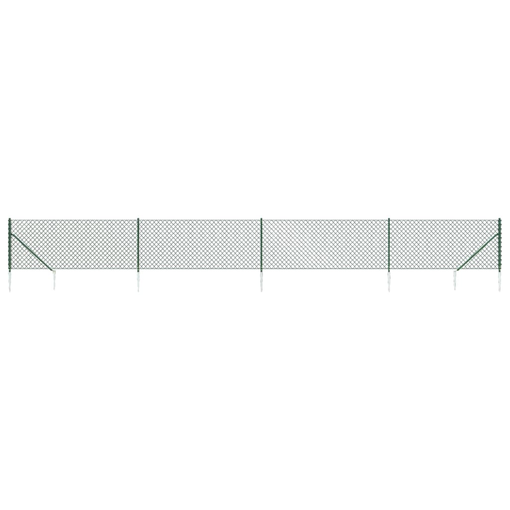 vidaXL zöld drótkerítés cövekekkel 0,8 x 10 m