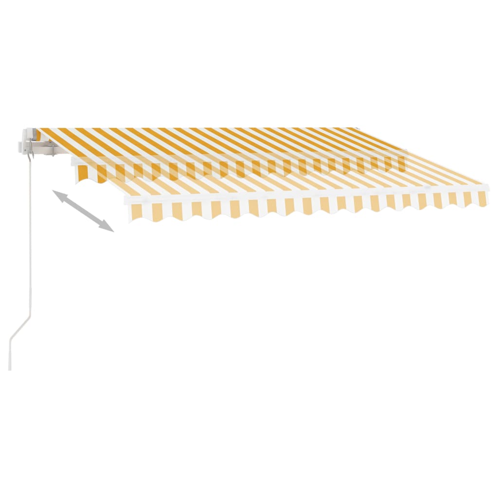 vidaXL sárga-fehér kézzel kihúzható póznás napellenző 300 x 250 cm
