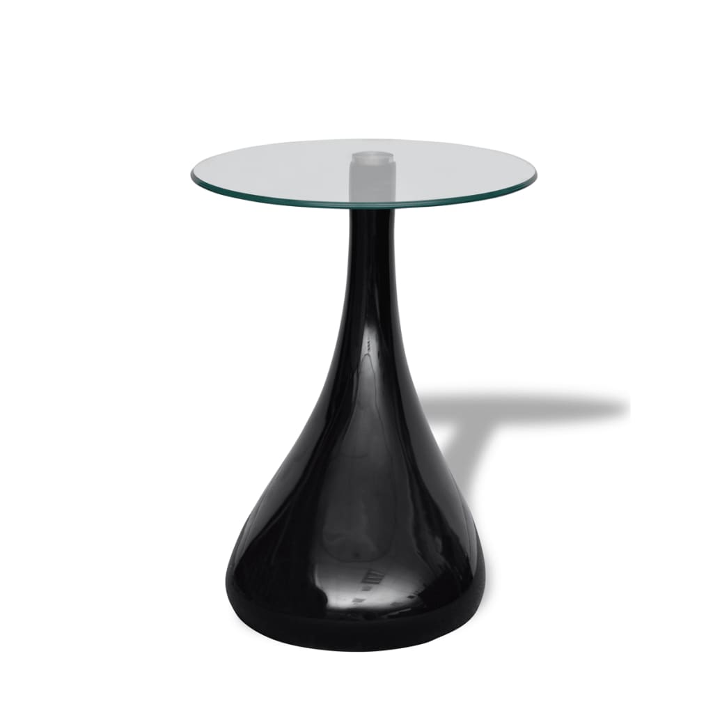 vidaXL magasfényű fekete dohányzóasztal kerek üveglappal