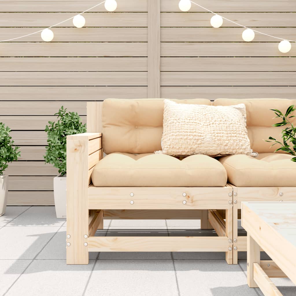 vidaXL tömör fenyőfa kerti karfás kanapé párnával