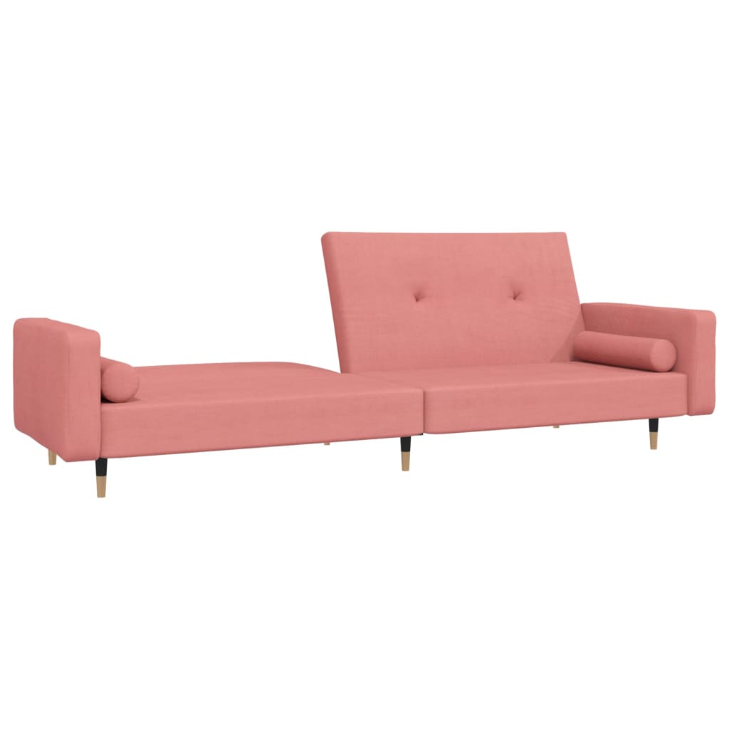 vidaXL kétszemélyes rózsaszín bársony kanapéágy két párnával