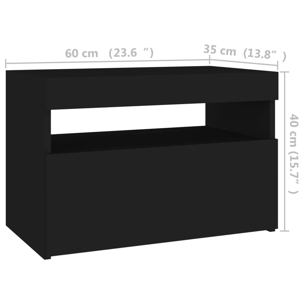 vidaXL fekete TV-szekrény LED-lámpákkal 60 x 35 x 40 cm