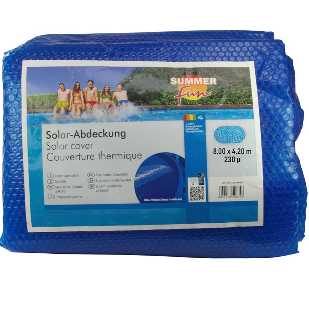 Summer Fun kék polietilén szolártakaró ovális medencéhez 800 x 420 cm