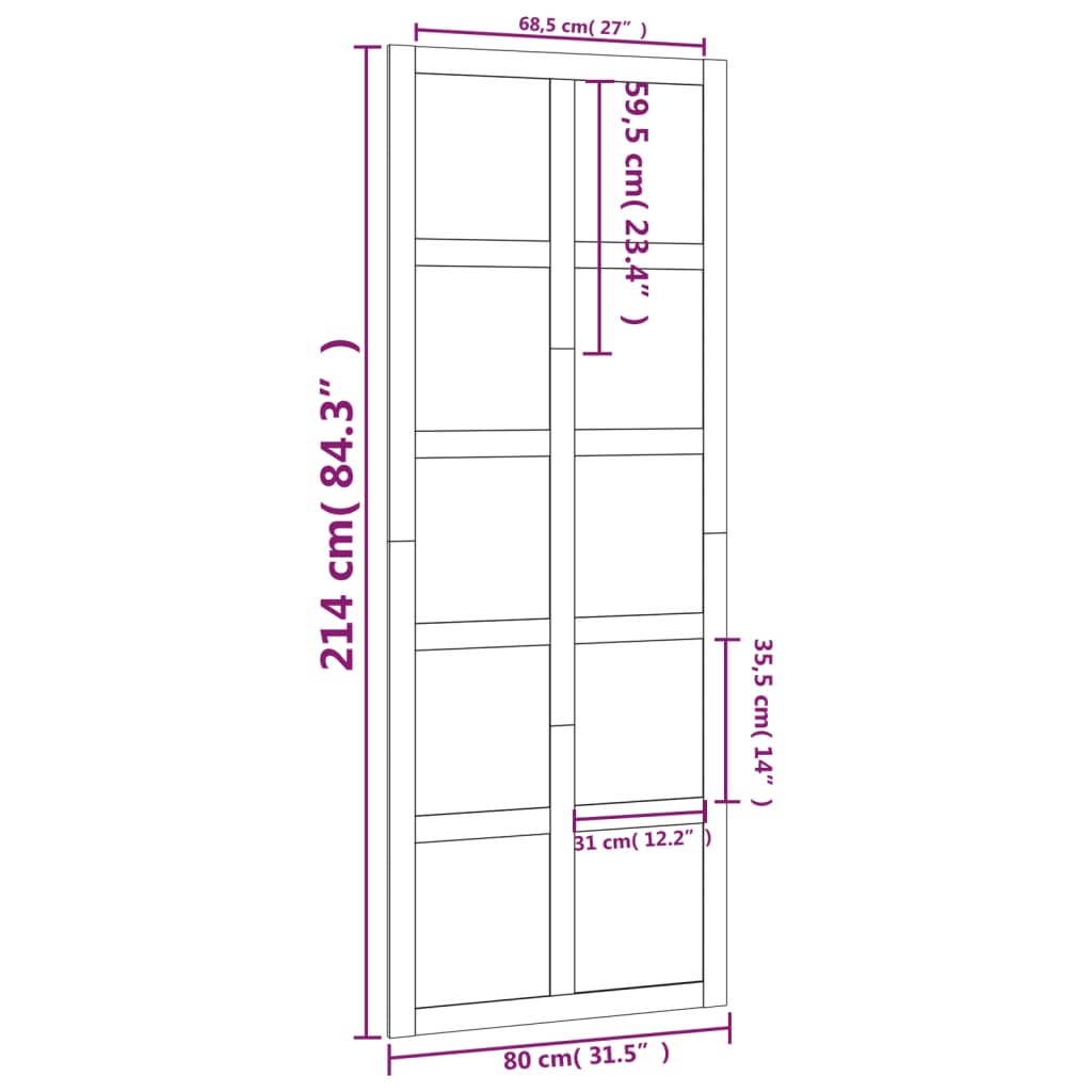 vidaXL tömör fenyőfa istálló stílusú ajtó 80x1,8x214 cm