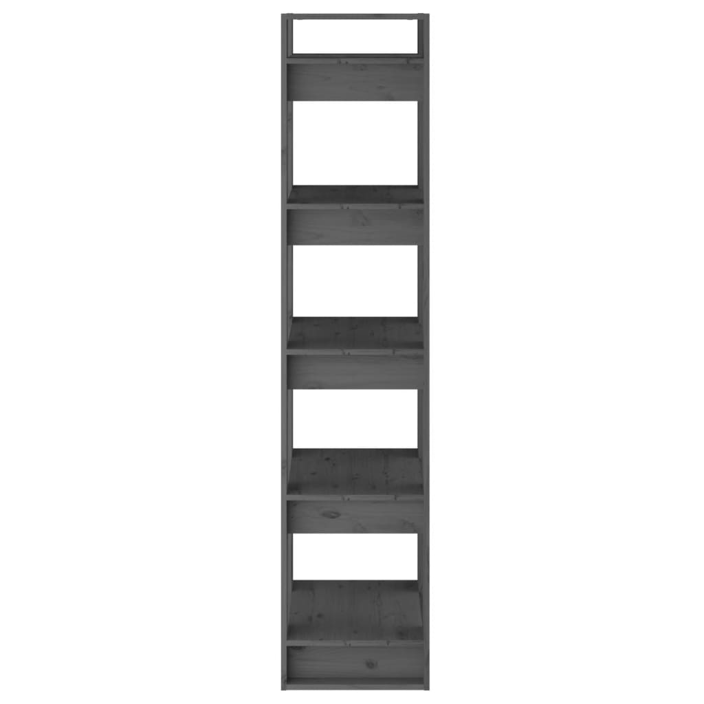 vidaXL szürke tömör fenyőfa könyvszekrény/térelválasztó 41x35x160 cm
