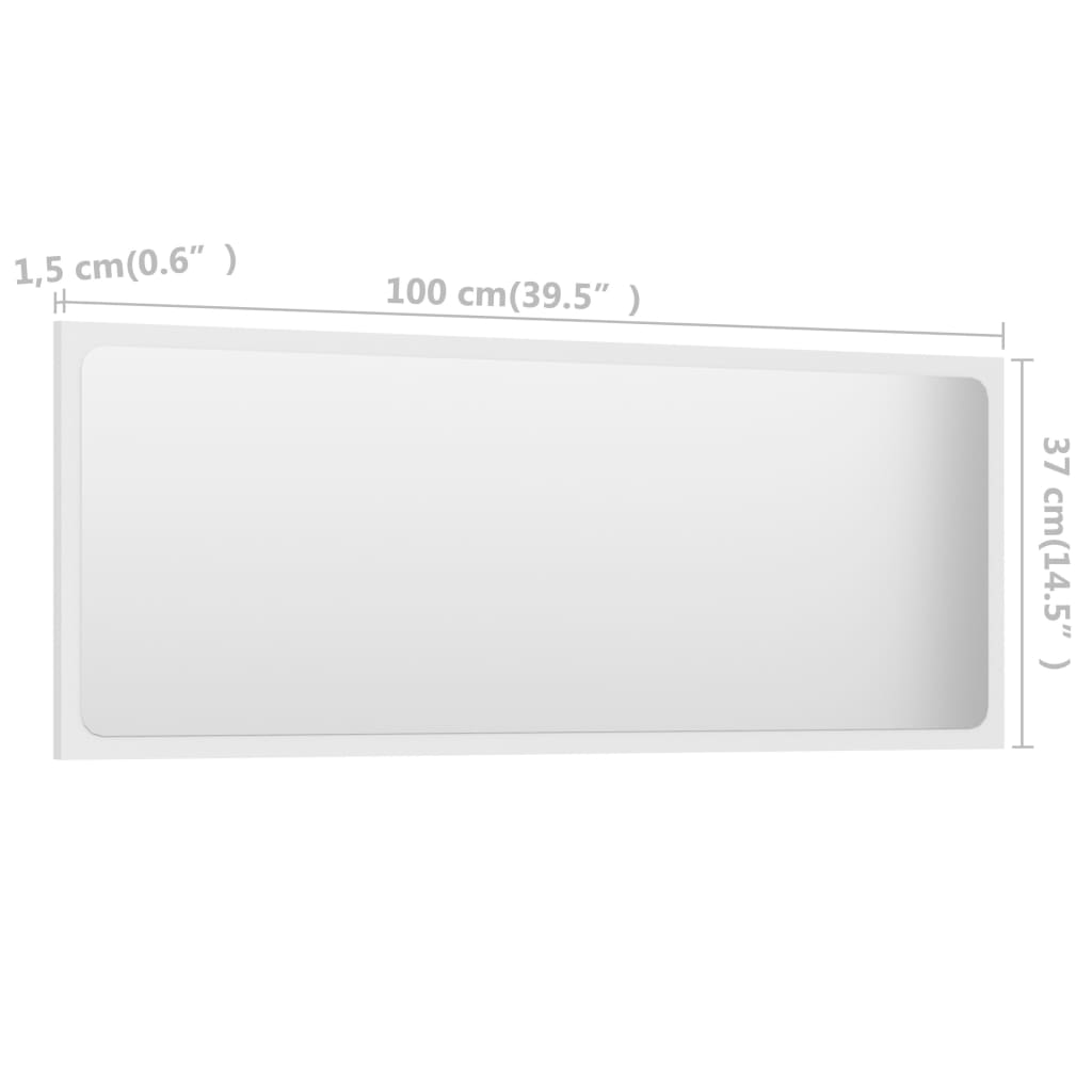 vidaXL fehér szerelt fa fürdőszobai tükör 100 x 1,5 x 37 cm
