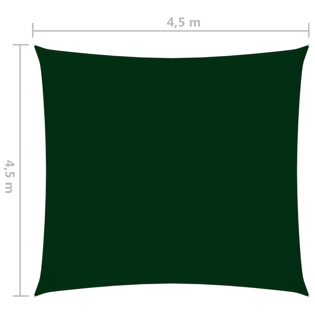 vidaXL sötétzöld négyzet alakú oxford-szövet napvitorla 4,5 x 4,5 m