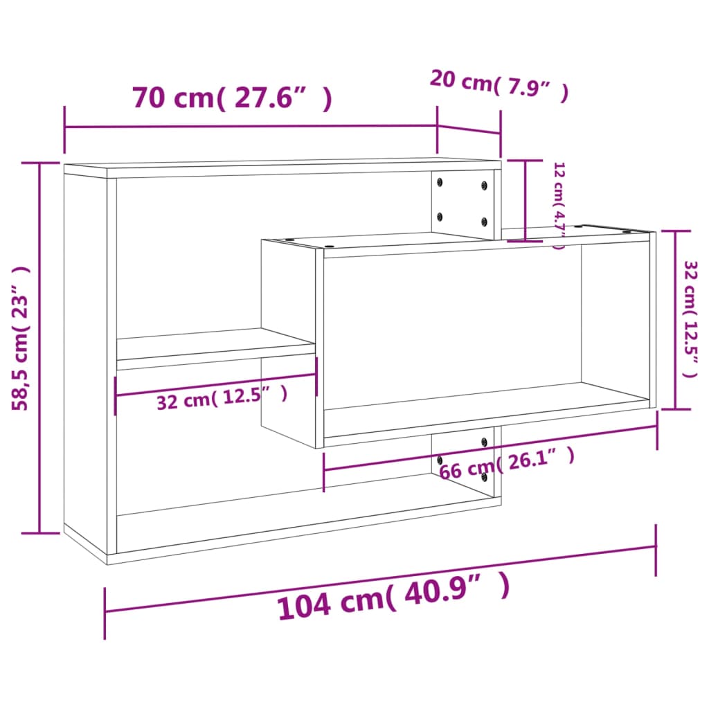 800327 vidaXL Wall Shelves Sonoma Oak 104x20x58,5 cm Chipboard