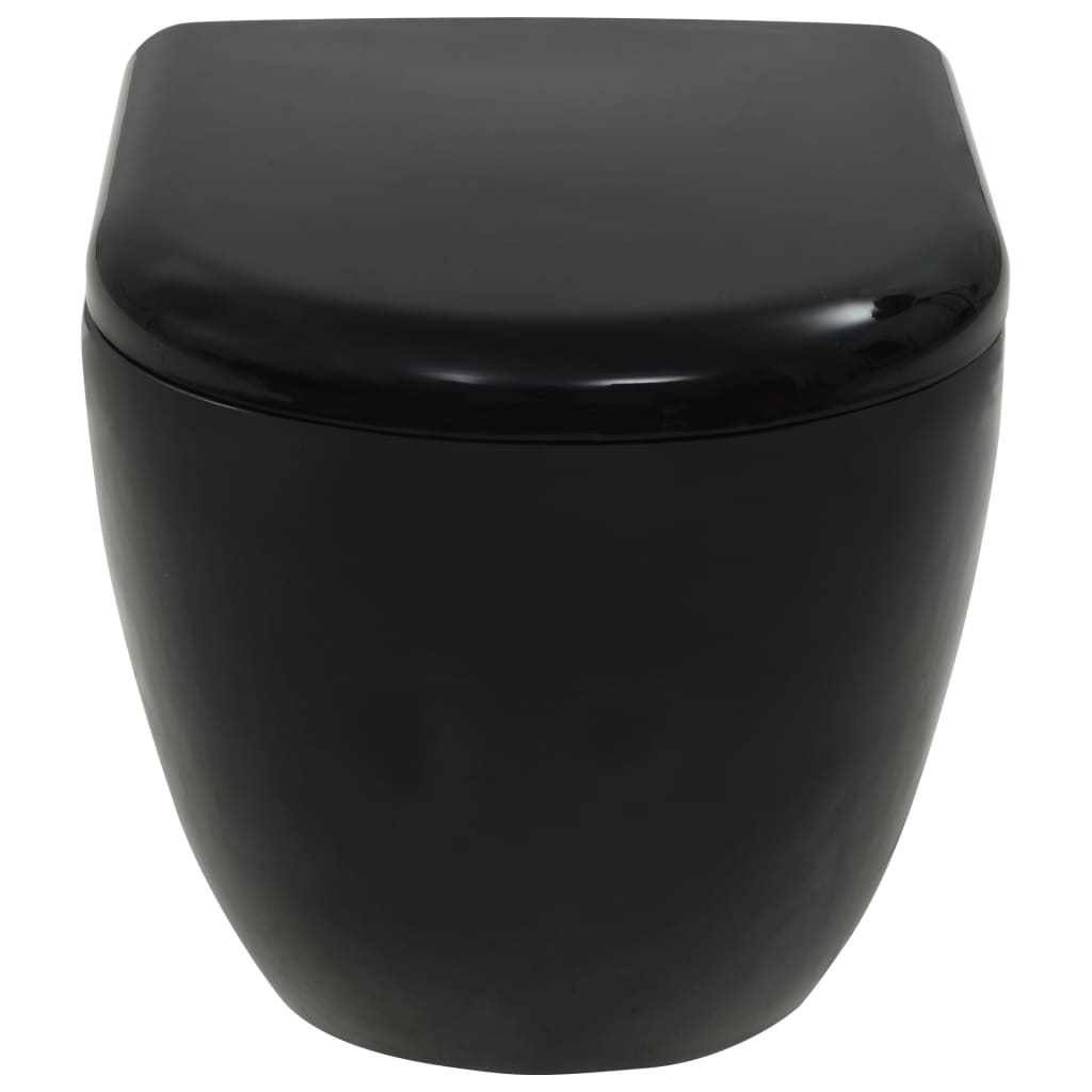 vidaXL falra szerelhető fekete kerámia WC rejtett öblítőtartállyal