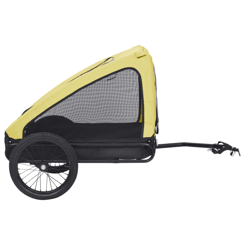 vidaXL sárga és fekete kisállatszállító kerékpár-utánfutó