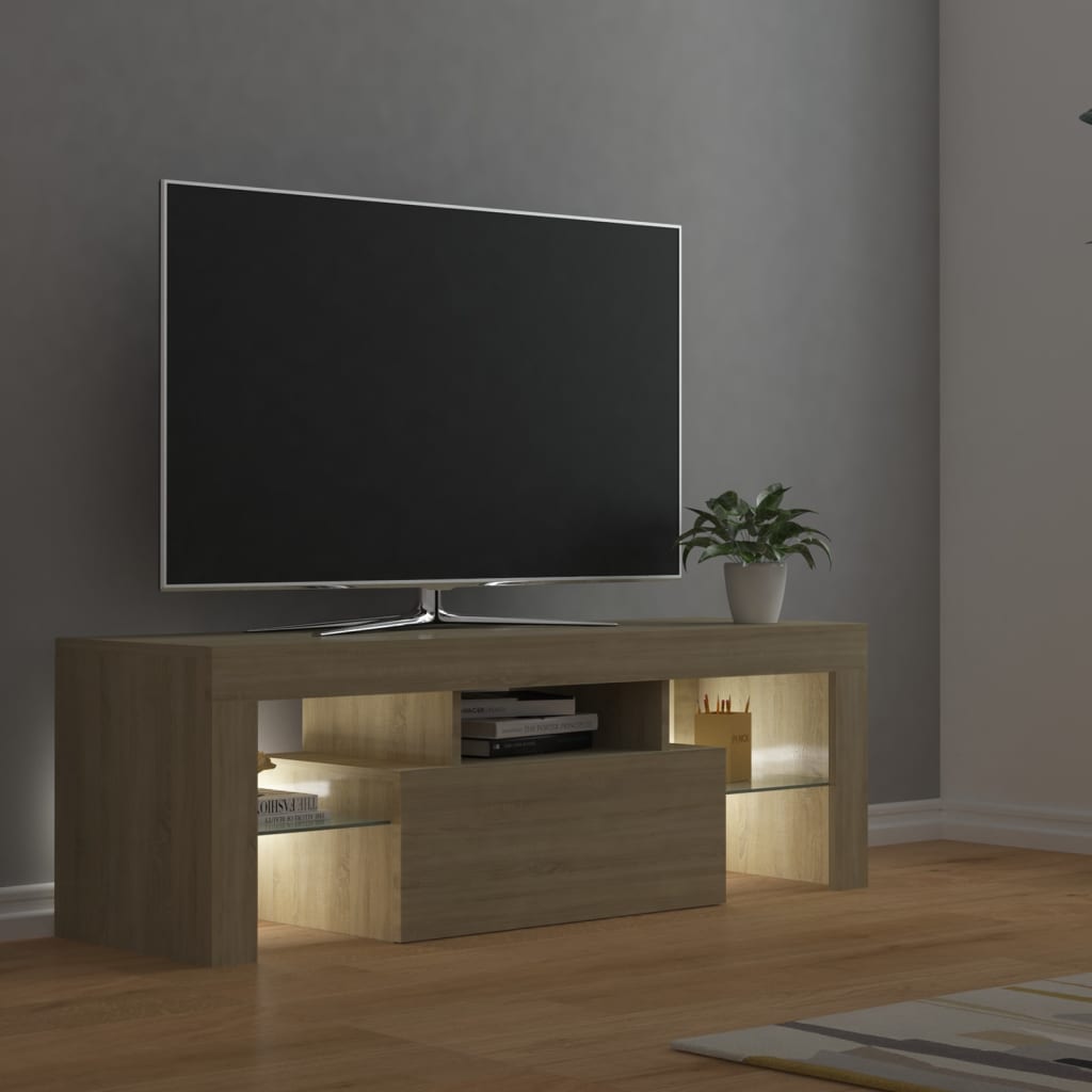 vidaXL sonoma-tölgy színű TV-szekrény LED-lámpákkal 120 x 35 x 40 cm