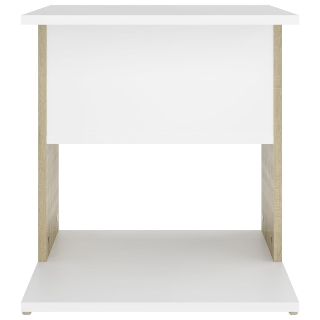 vidaXL fehér-sonoma színű forgácslap kisasztal 45 x 45 x 48 cm