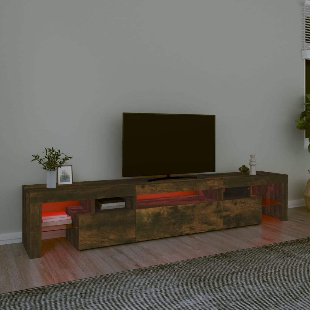 vidaXL füstös tölgyszínű TV-szekrény LED-világítással 215x36,5x40 cm