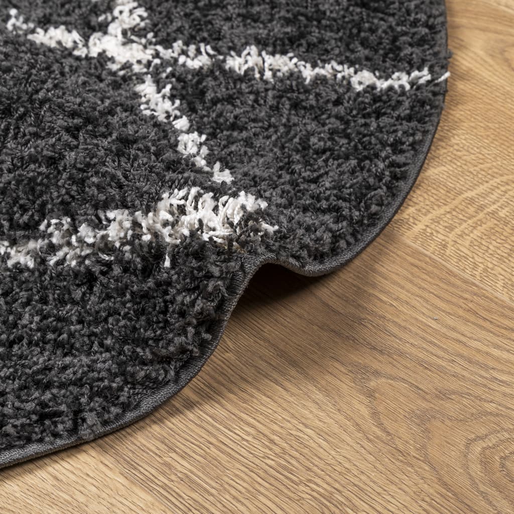 vidaXL PAMPLONA fekete és krém bolyhos modern szőnyeg Ø 100 cm