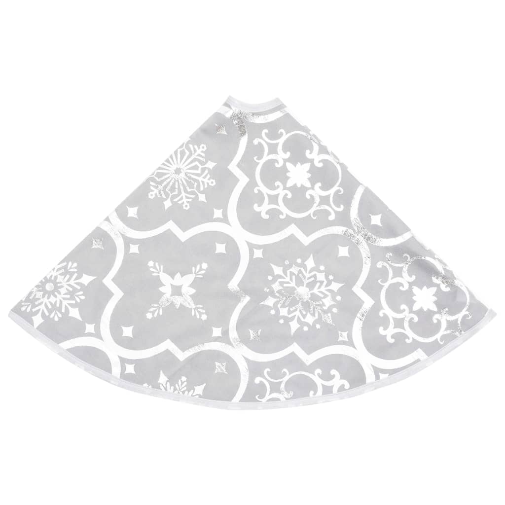 vidaXL fényűző fehér szövet karácsonyfatalp-takaró zoknival 122 cm