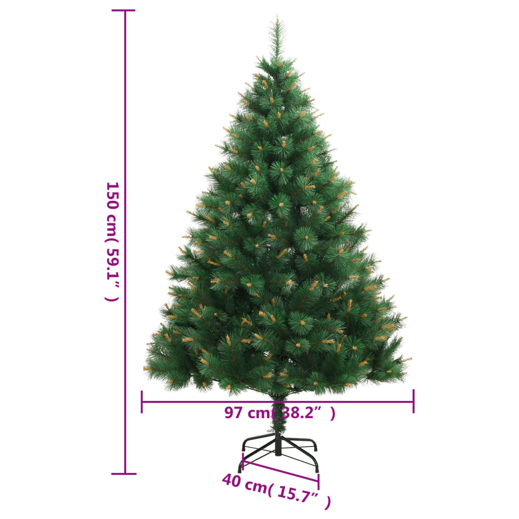 vidaXL csuklópántos műkarácsonyfa állvánnyal 150 cm