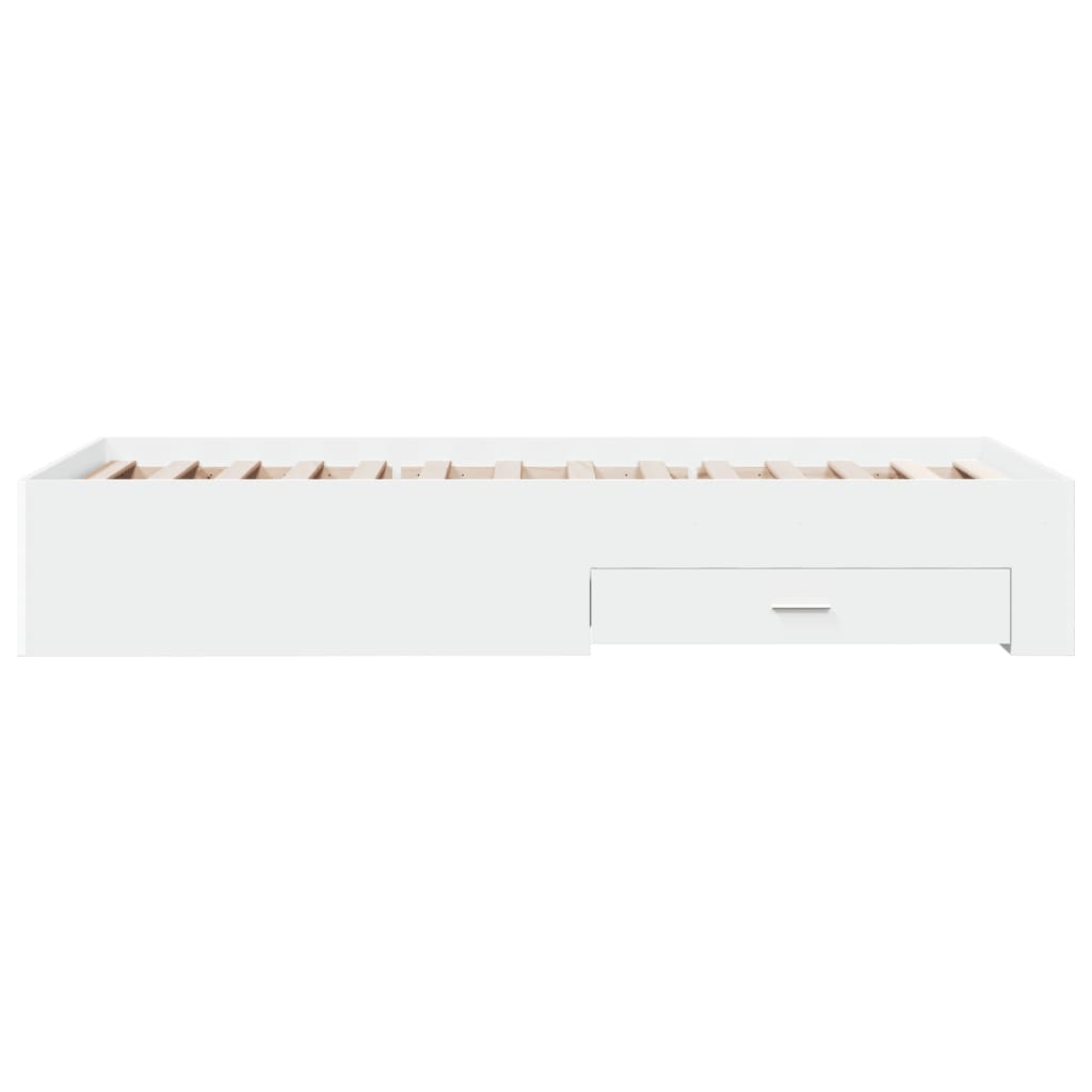 vidaXL fehér szerelt fa ágykeret fiókkal 120 x 200 cm