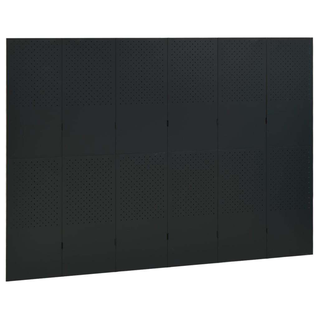 vidaXL 2 db fekete acél 6-paneles térelválasztó 240 x 180 cm
