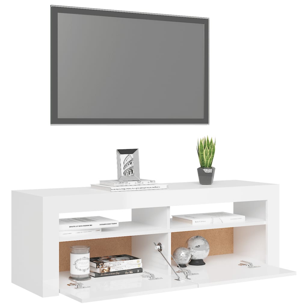 vidaXL magasfényű fehér TV-szekrény LED lámpákkal 120 x 35 x 40 cm