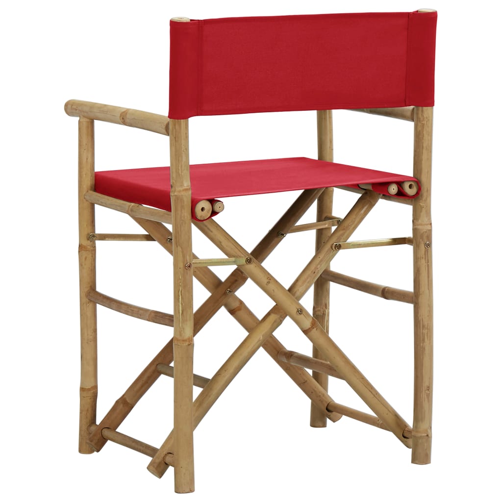vidaXL 2 db piros bambusz és szövet összecsukható rendezői szék