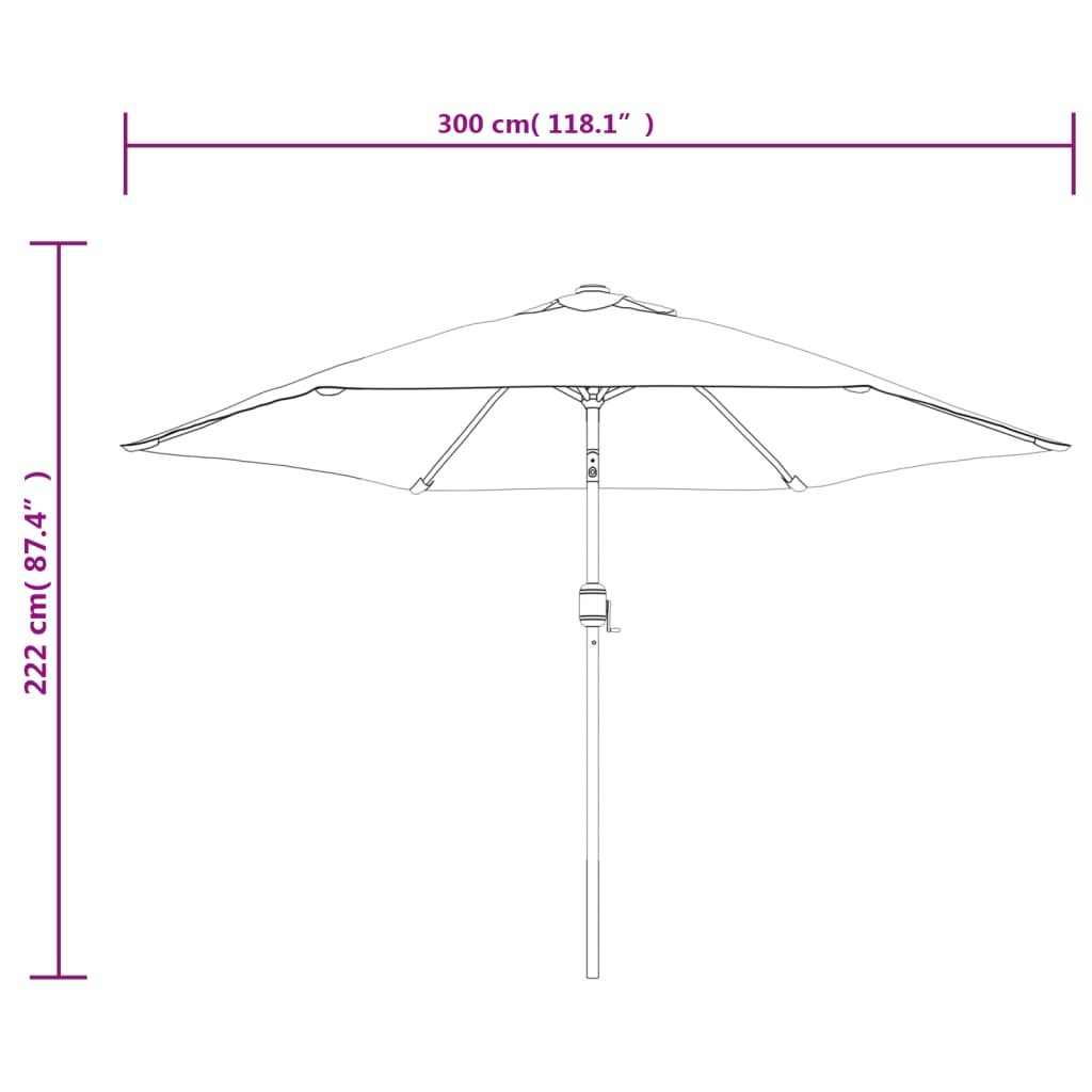 vidaXL antracitszürke kültéri napernyő fémrúddal, 300 cm átmérőjű