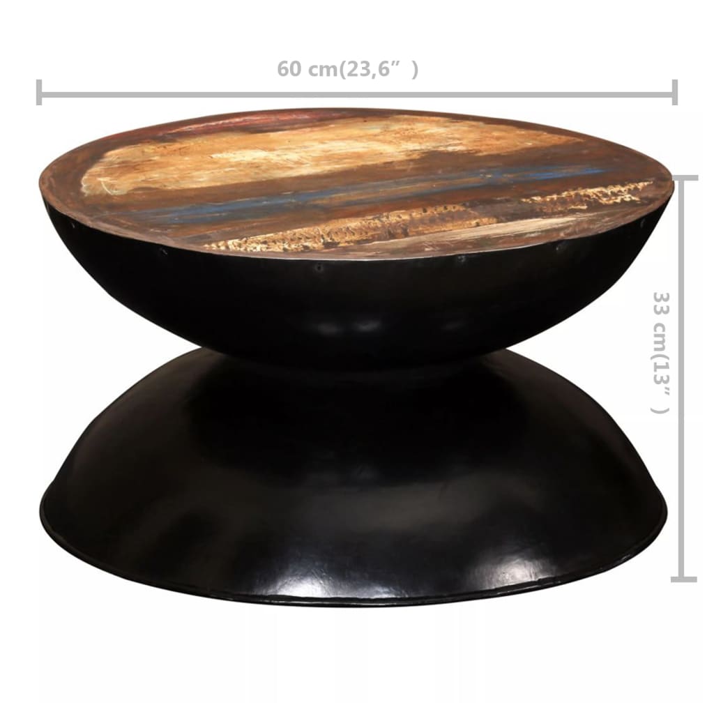 vidaXL tömör újrahasznosított fa dohányzóasztal 60 x 60 x 33 cm