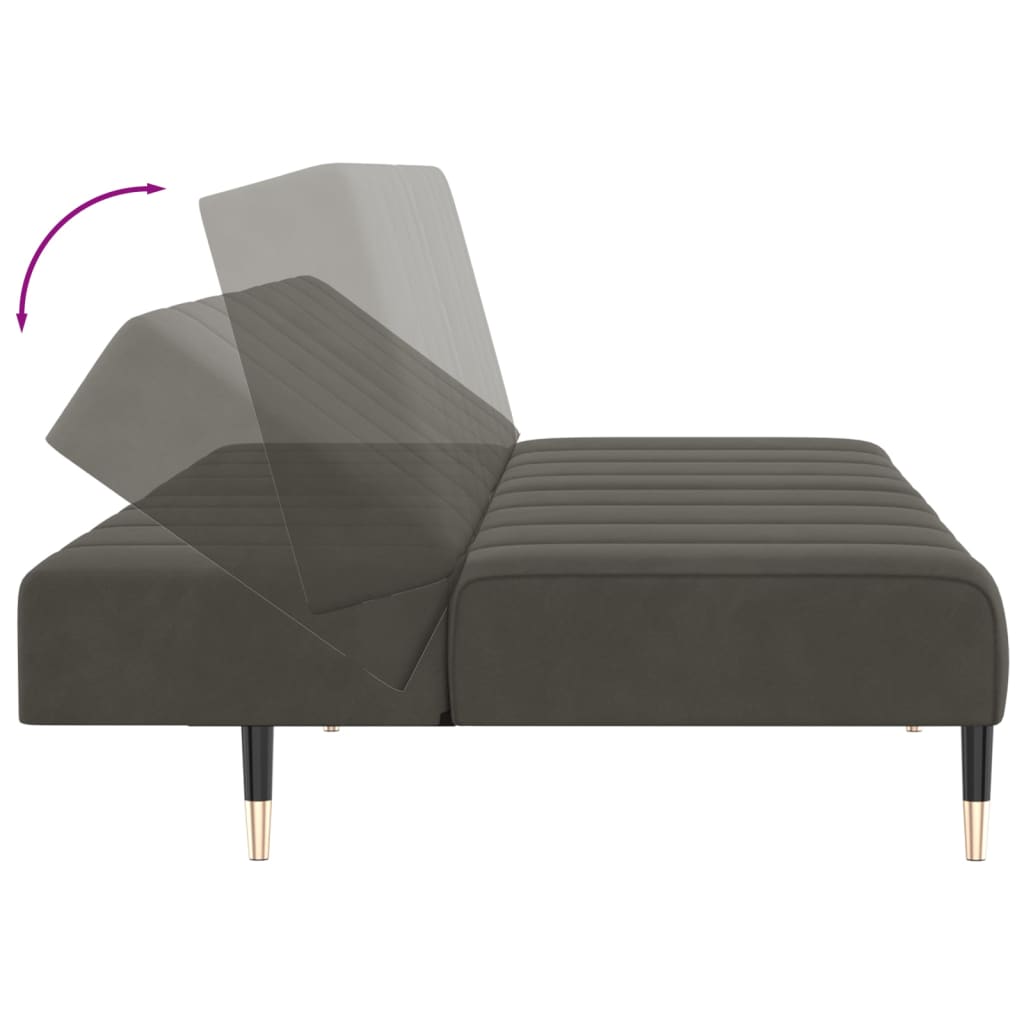 vidaXL kétszemélyes sötétszürke bársony kanapéágy zsámollyal