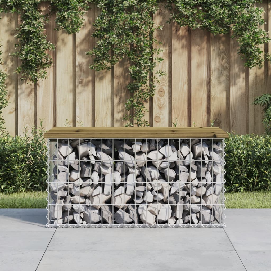 vidaXL impregnált fenyőfa gabion kerti pad 83 x 44 x 42 cm