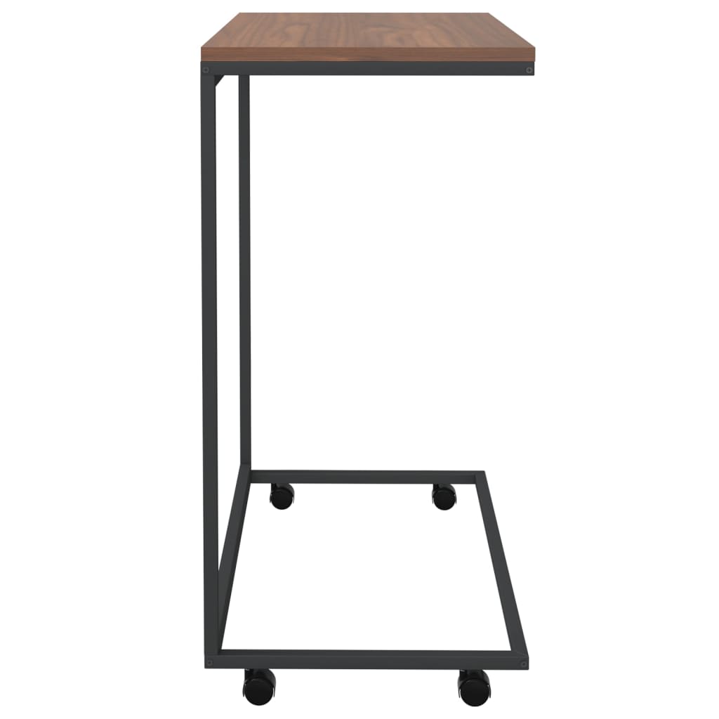 vidaXL fekete szerelt fa kisasztal kerekekkel 55x35x70 cm