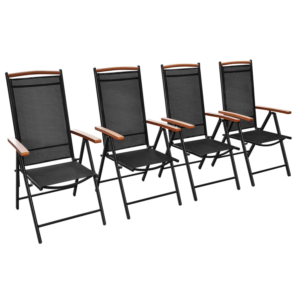 vidaXL 4 db fekete alumínium és textilén összecsukható kerti szék