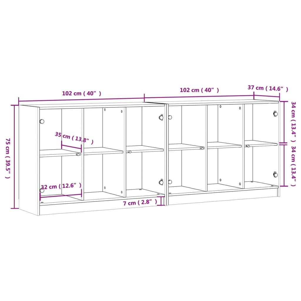 vidaXL fehér szerelt fa könyvespolc ajtókkal 204x37x75 cm