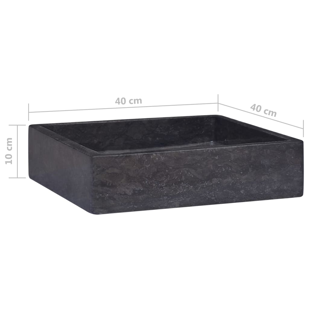 vidaXL fekete márvány mosdókagyló 40 x 40 x 10 cm