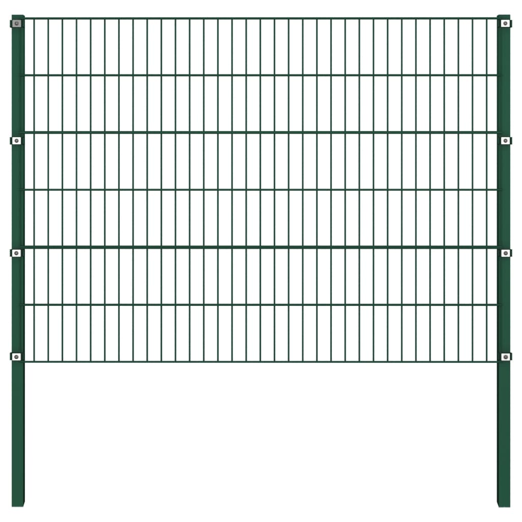 vidaXL zöld vas kerítéspanel oszlopokkal 3,4 x 1,2 m