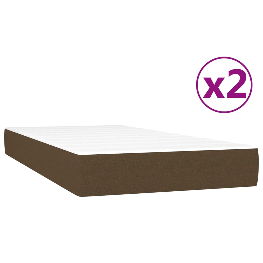 vidaXL sötétbarna szövet rugós ágy matraccal 200 x 200 cm