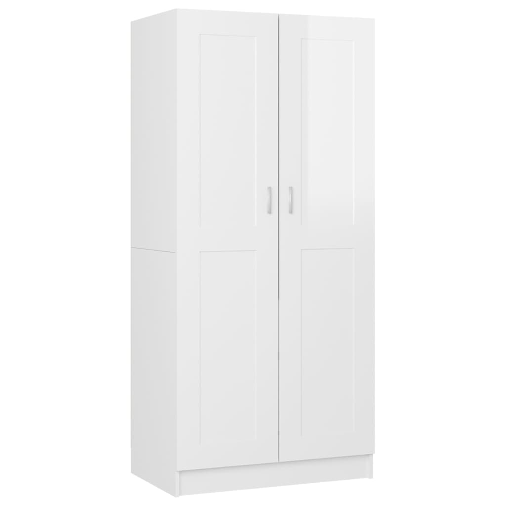 vidaXL magasfényű fehér forgácslap ruhásszekrény 82,5 x 51,5 x 180 cm