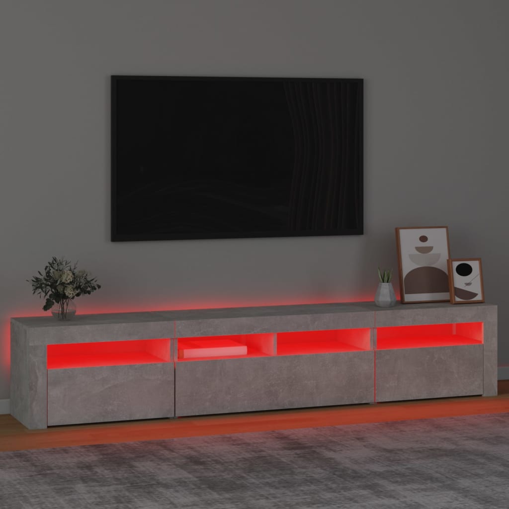 vidaXL betonszürke TV-szekrény LED lámpákkal 210x35x40 cm