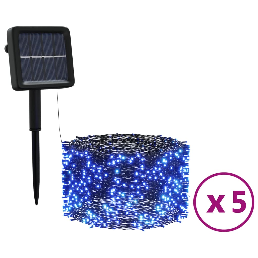 vidaXL 5 db 5x200 LED-es kék bel-/kültéri napelemes fényfüzér