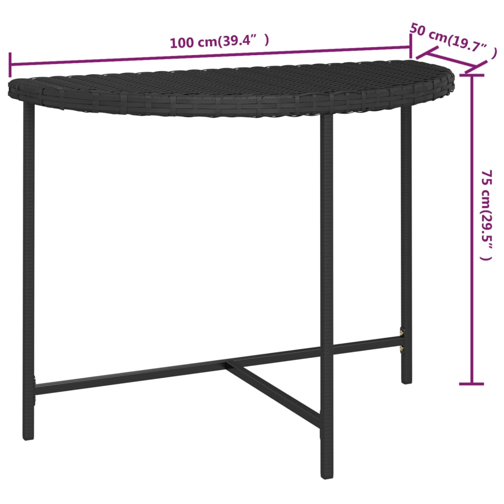 vidaXL fekete polyrattan kerti asztal 100 x 50 x 75 cm