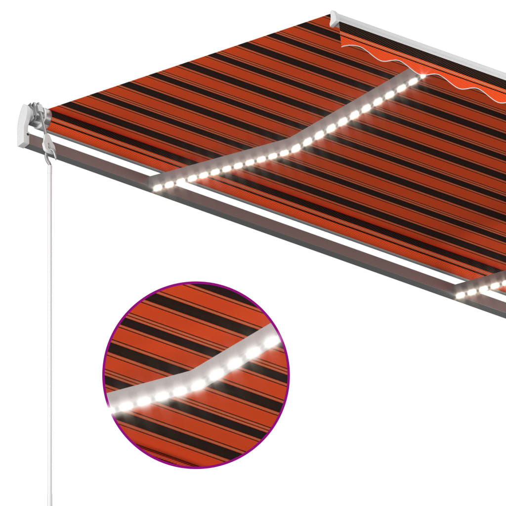 vidaXL narancssárga-barna szélérzékelős és LED-es napellenző 300x250cm