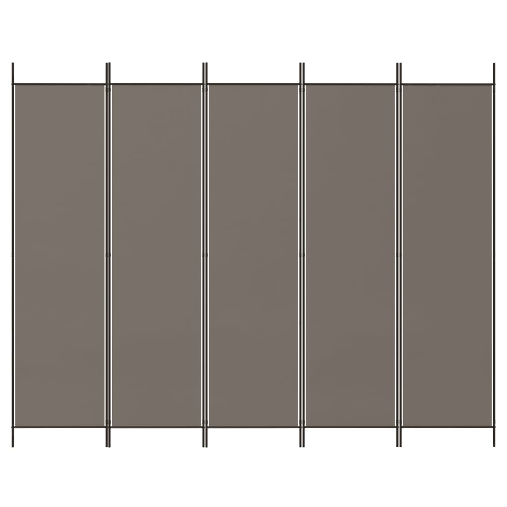 vidaXL 5 paneles antracitszürke szövet térelválasztó 250 x 220 cm