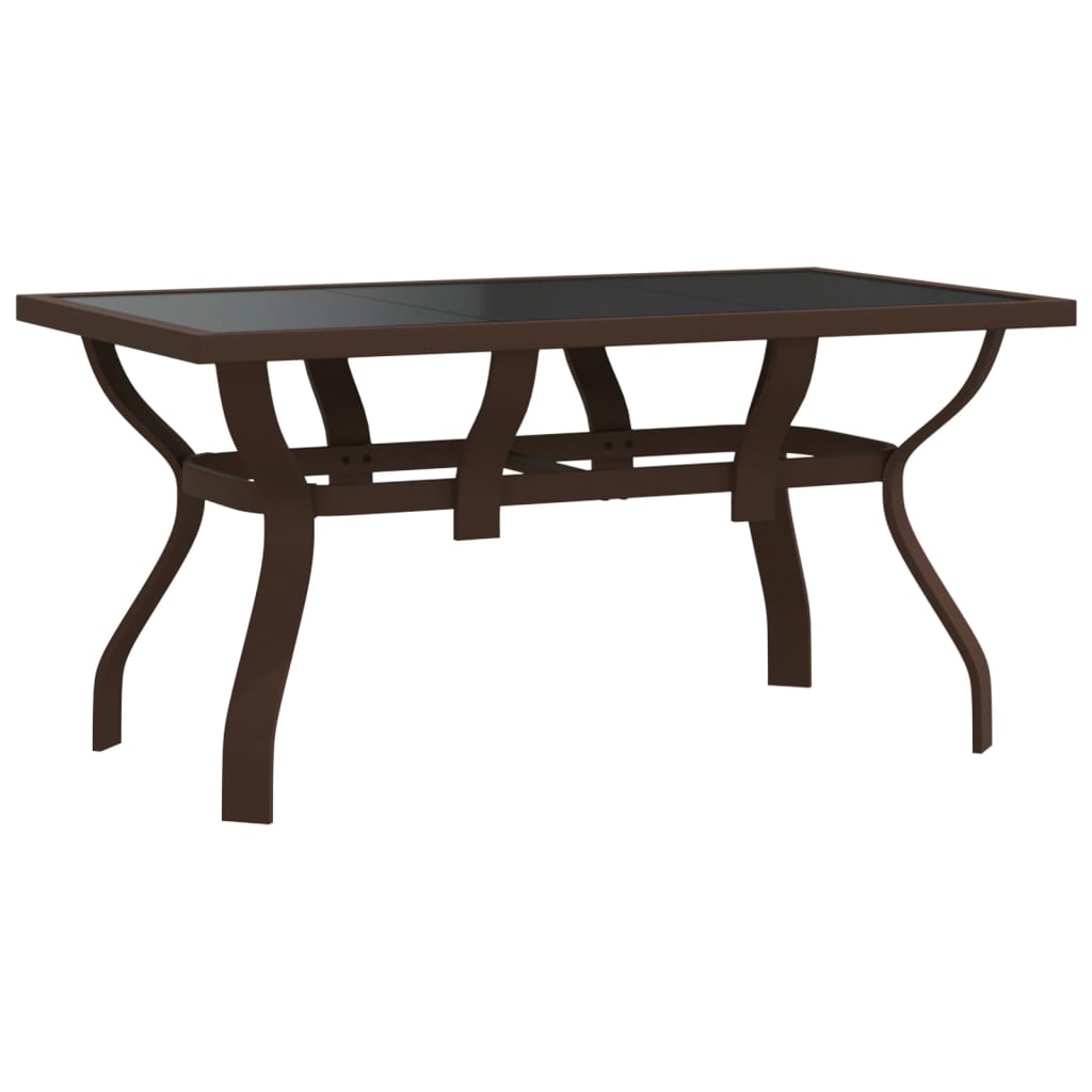 vidaXL barna és fekete acél és üveg kerti asztal 140x70x70 cm