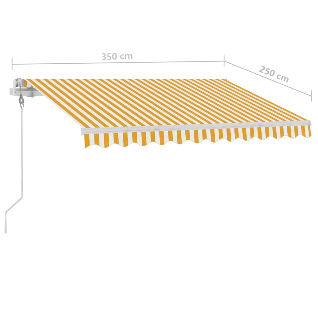 vidaXL sárga-fehér automata póznás napellenző 350 x 250 cm