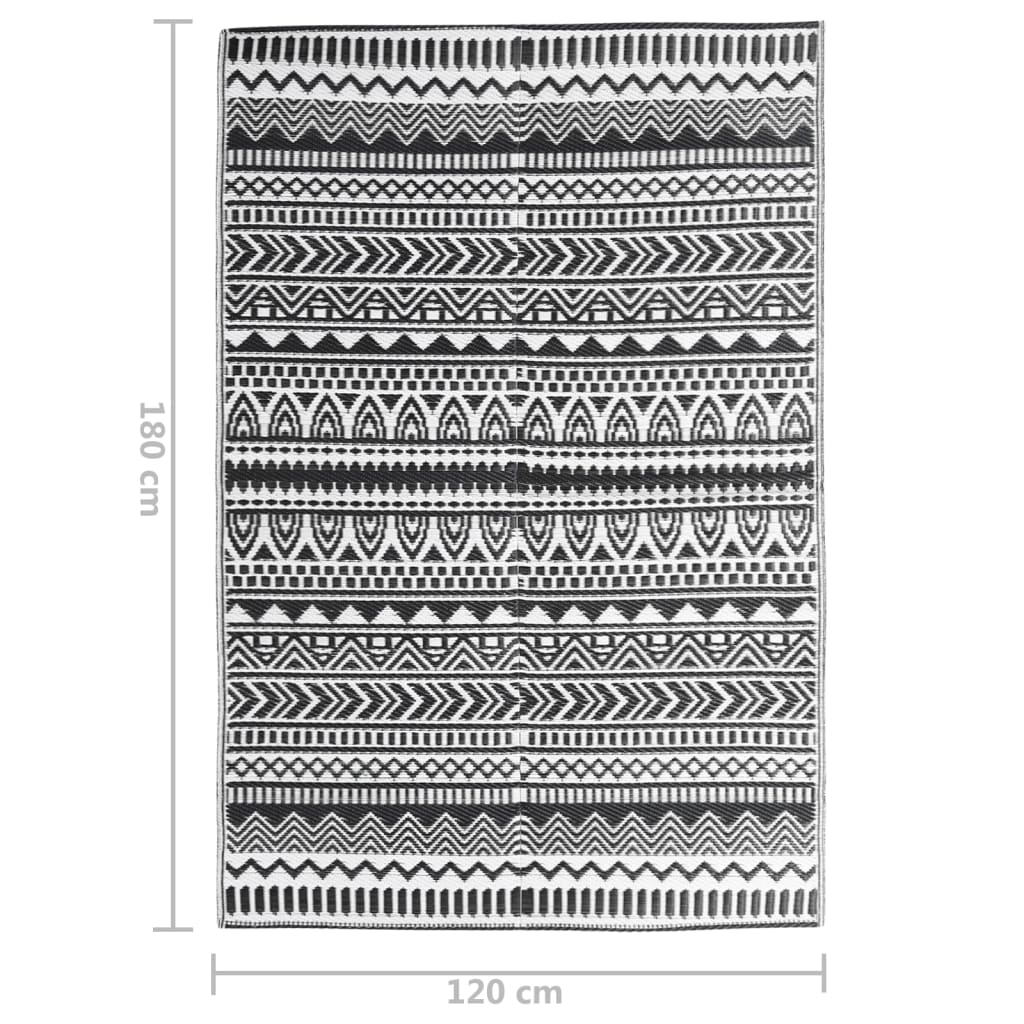 vidaXL fekete PP kültéri szőnyeg 120x180 cm