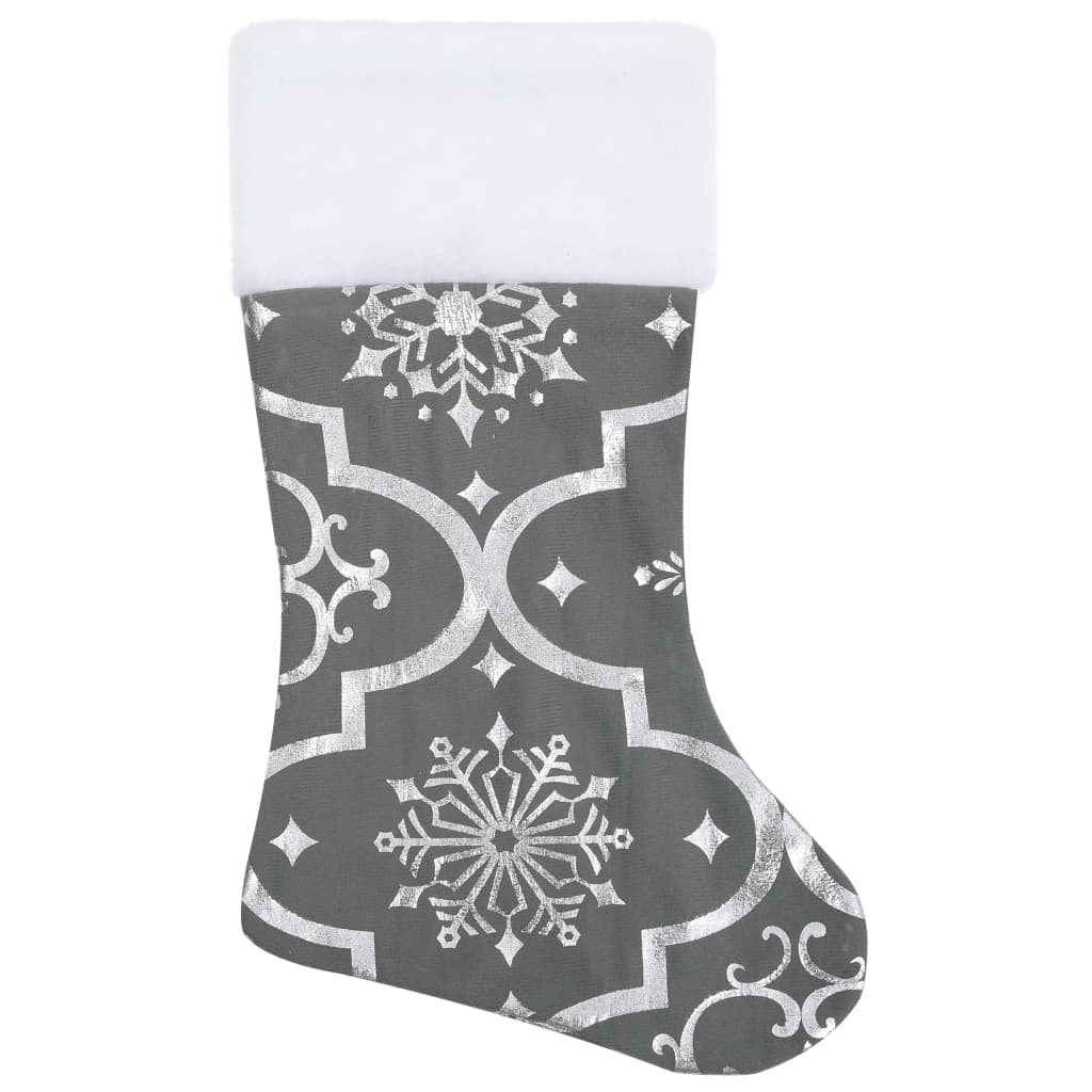 vidaXL fényűző szürke szövet karácsonyfatalp-takaró zoknival 122 cm